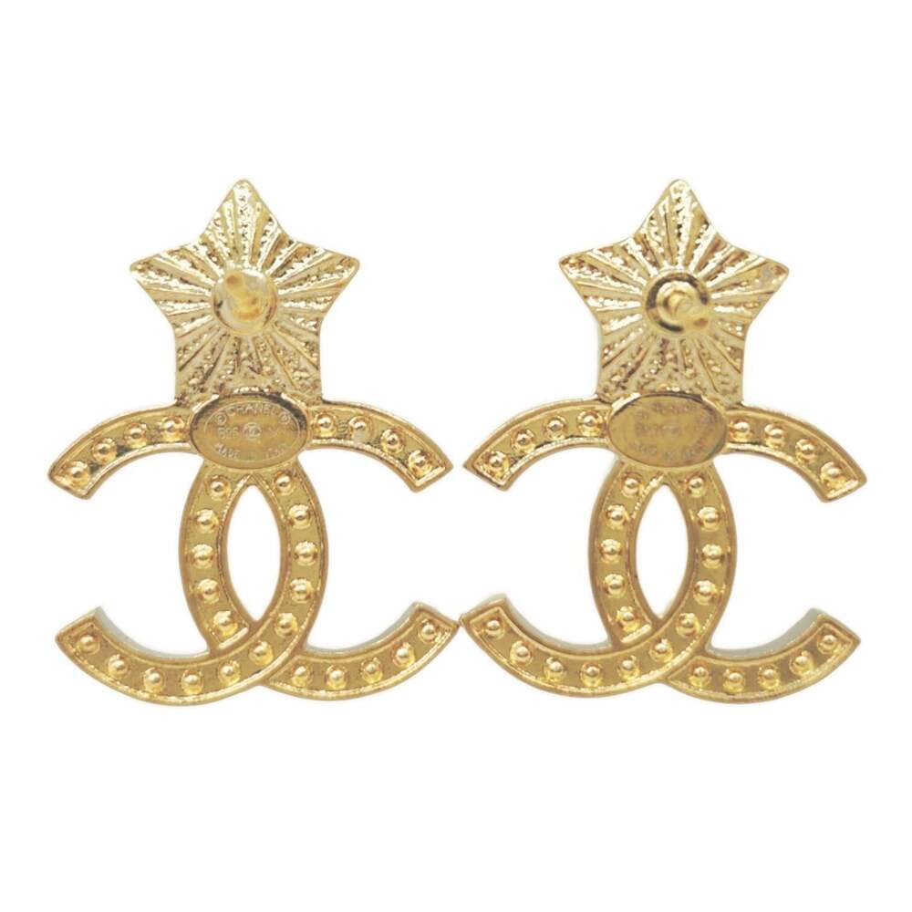 Chanel Cc Logo Star Earrings Gold-Tone #246678C11B - Picture 4 of 7